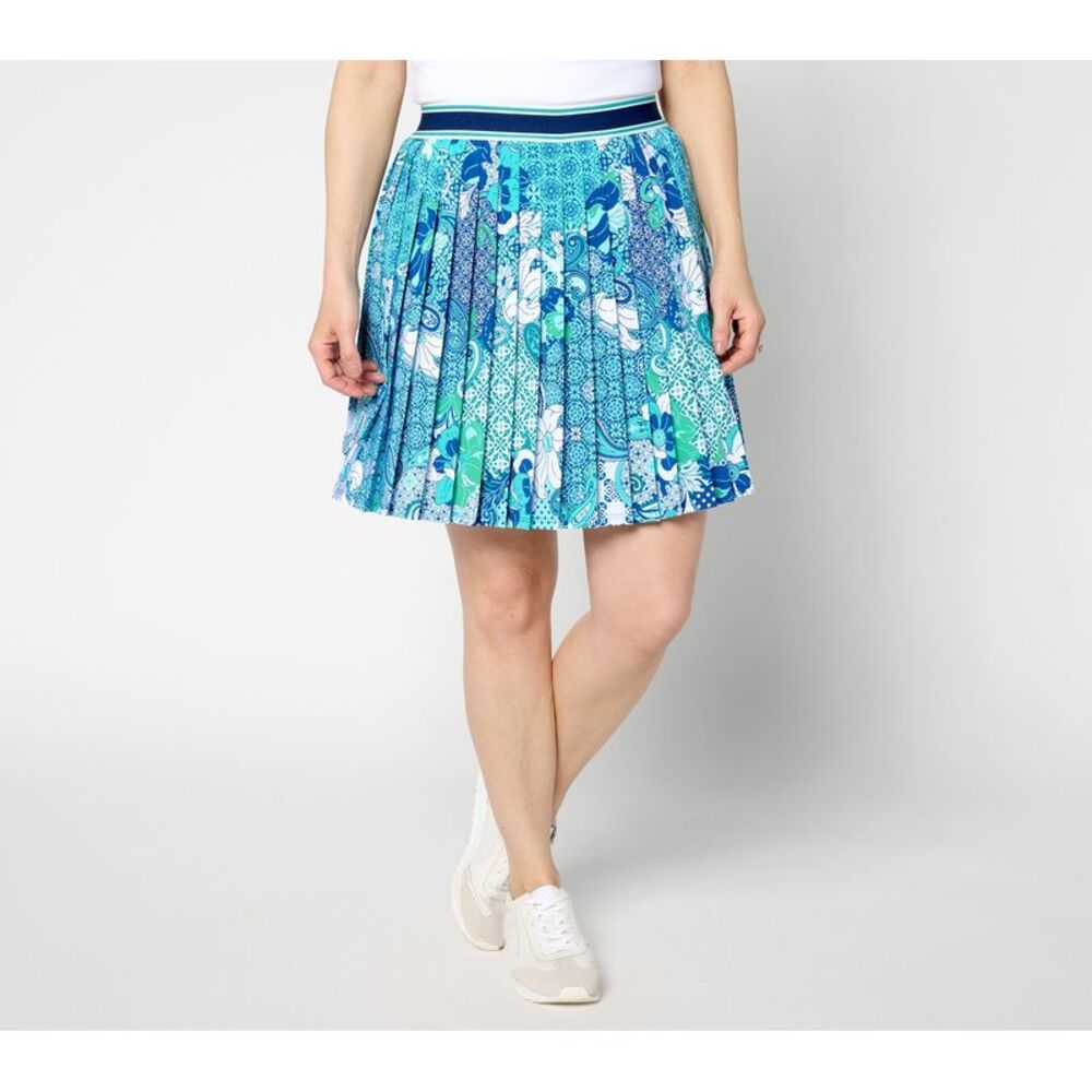 Susan Graver Women's Skirt Sz S Courtside Social Printed Multi-colored